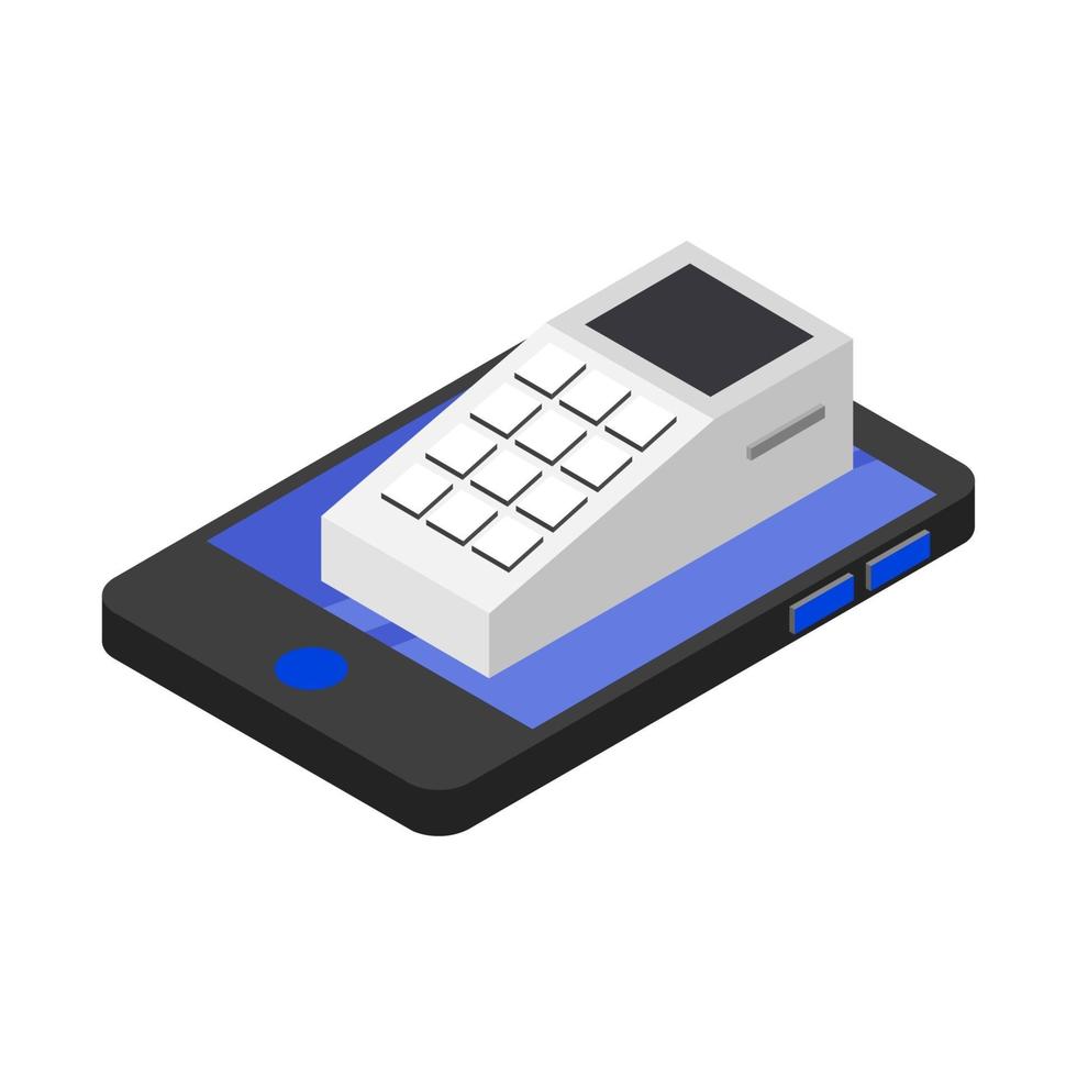 Pos Terminal On Isometric Smartphone vector