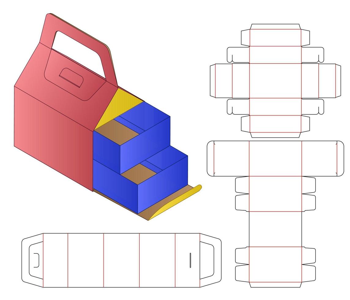 diseño de plantilla troquelada de embalaje de caja. Maqueta 3d vector