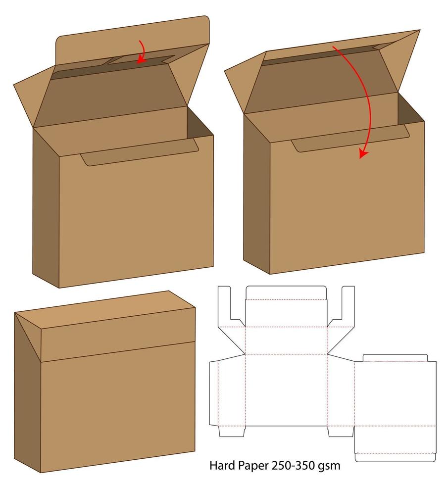 Box packaging die cut template design. 3d mock-up vector