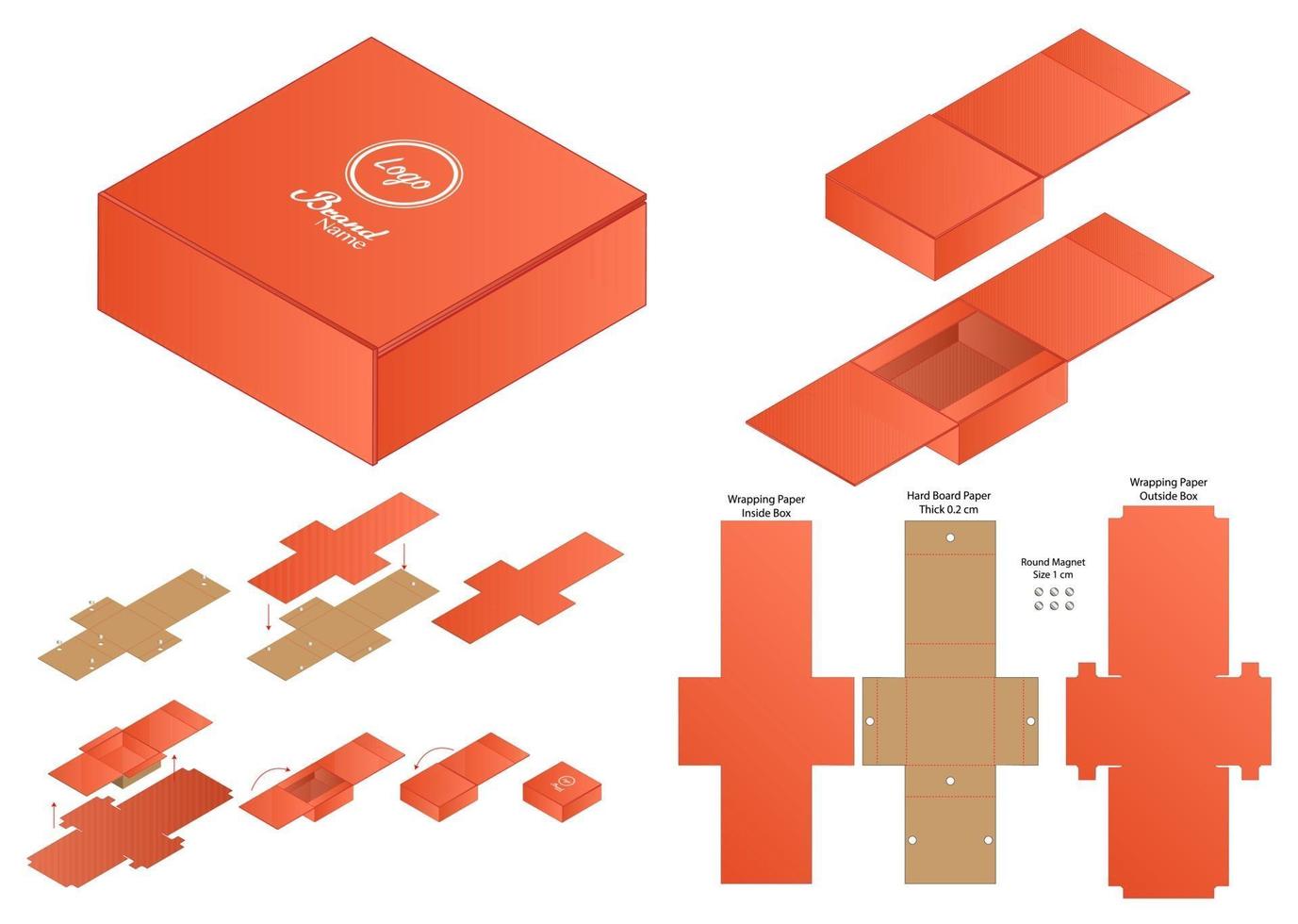 Box packaging die cut template design. 3d mock-up vector