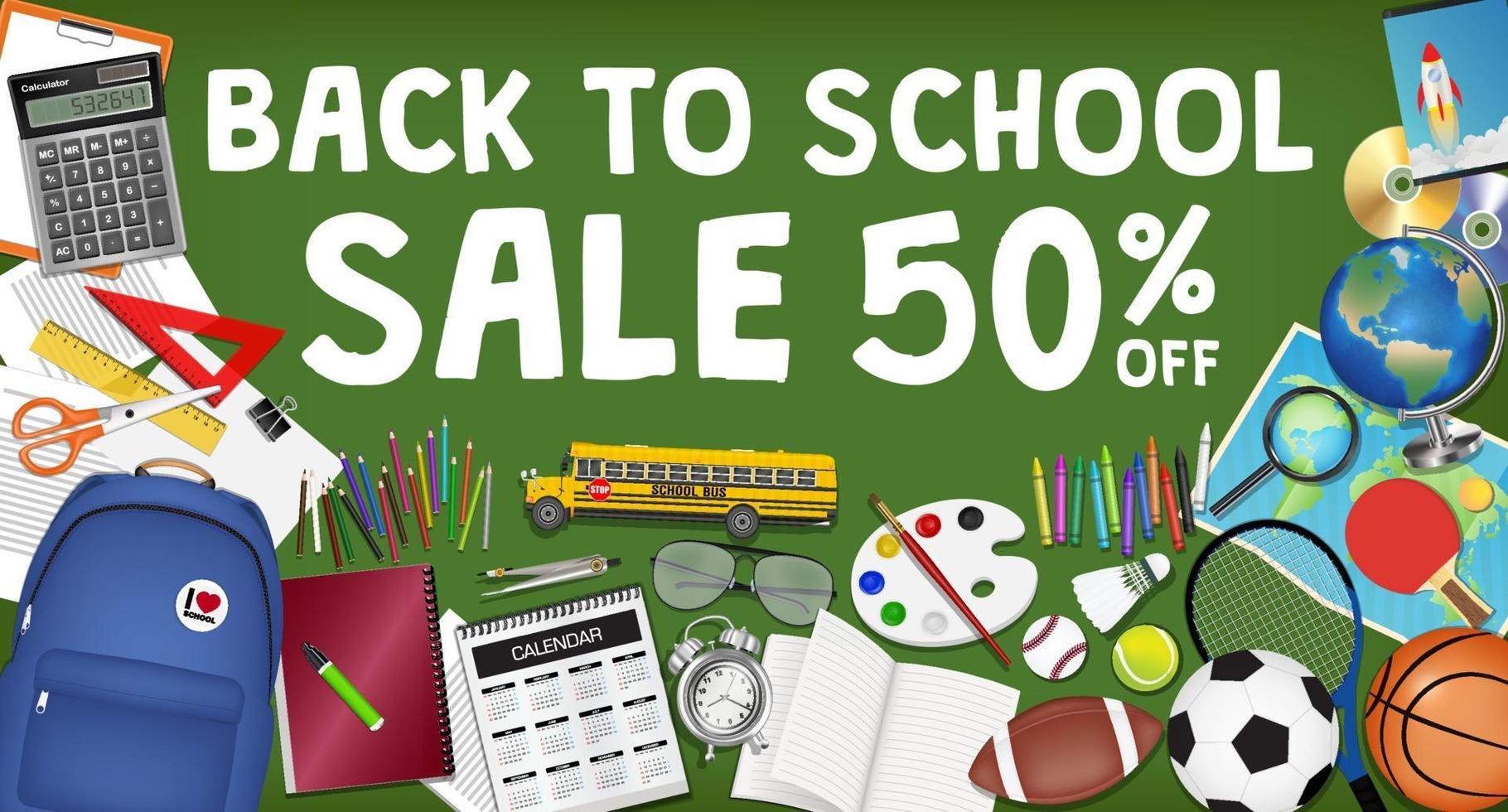 Back to school sale banner template design vector