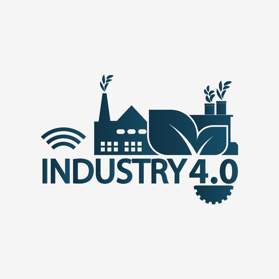 Industria 4.0 icono, logotipo de fábrica, concepto de tecnología ilustración vectorial. vector