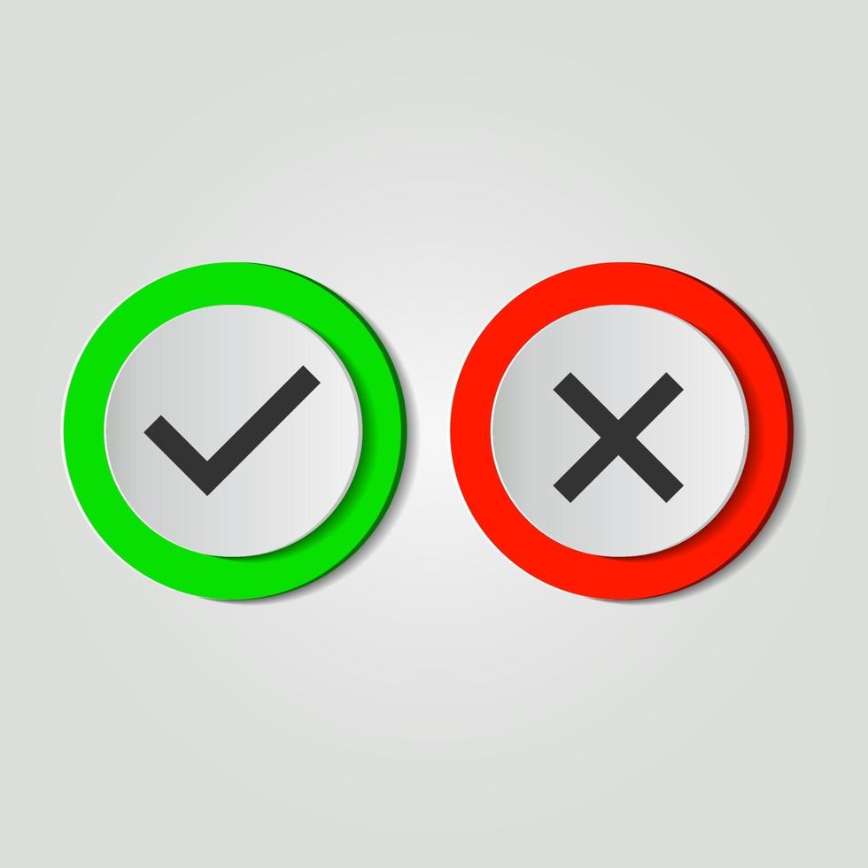 symbol yes or no icon,green,red on white background.Vector illustration vector