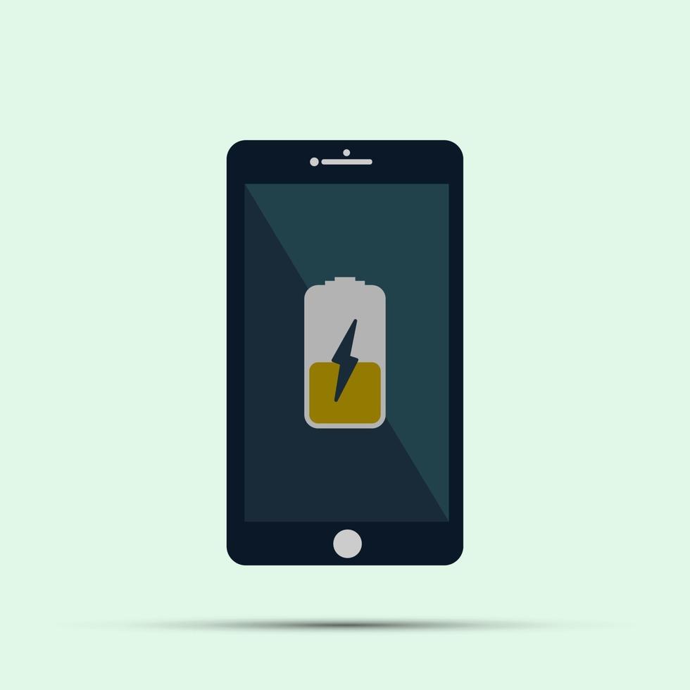 mobile phone.Smartphone with yellow charging battery icon on screen vector