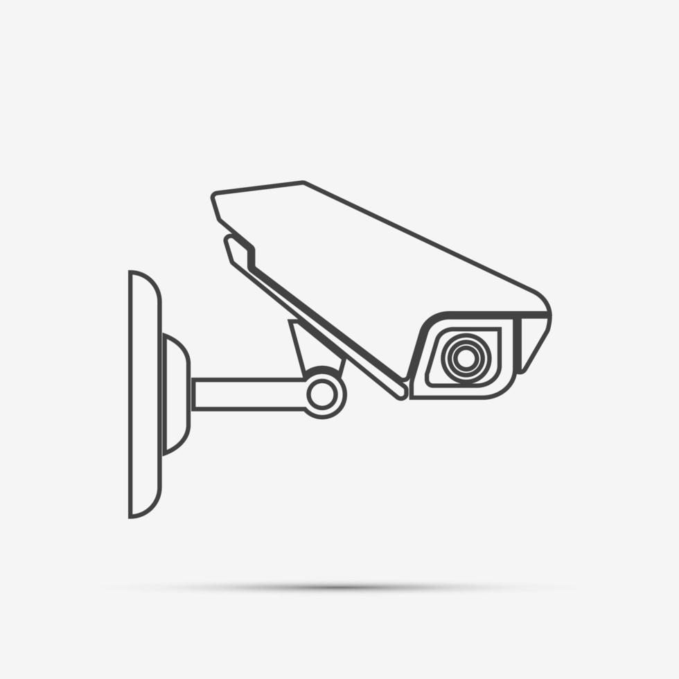 Línea de cámara CCTV aislado sobre fondo blanco ilustración vectorial. vector