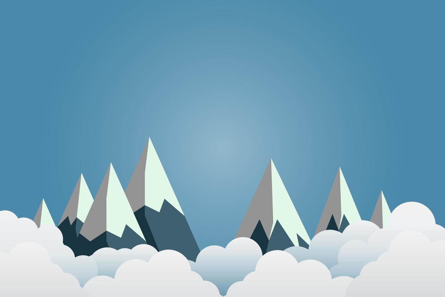 montañas con hermosas puestas de sol sobre las nubes arte de papel ilustración vectorial vector