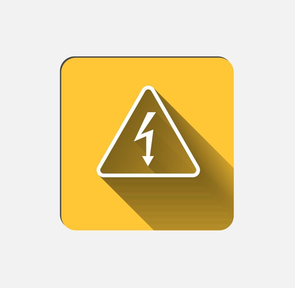 High Voltage Sign.Black arrow isolated in yellow triangle on white background.Warning icon. Vector illustration
