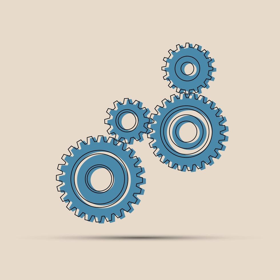 four pieces gears set icon on background. Vector illustration