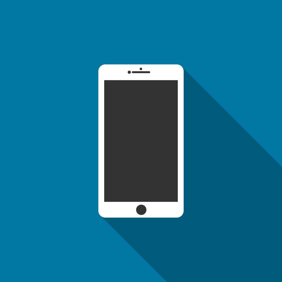 mobile phone icon with long shadow black,Simple design style.vector illustration vector