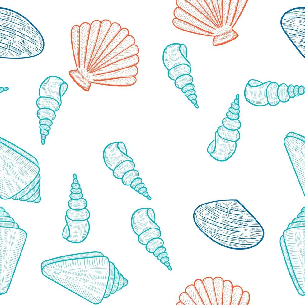 seashells, seamless color 2 vector