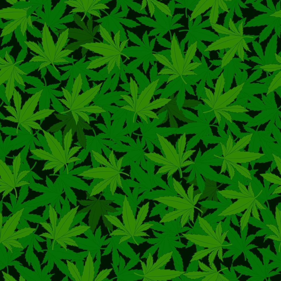Marihuana hemp green grass background seamless patterns. Pattern for fabric, background, gift paper, wallpaper. vector
