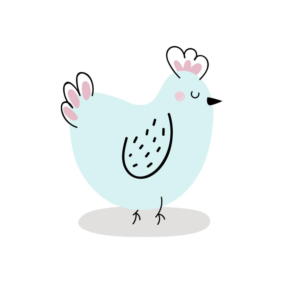 Cute chicken isolated on white background. Easter chicken. Design for Easter. Flat cartoon vector illustration