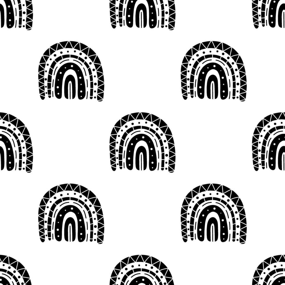 Boho rainbow black and white pattern vector