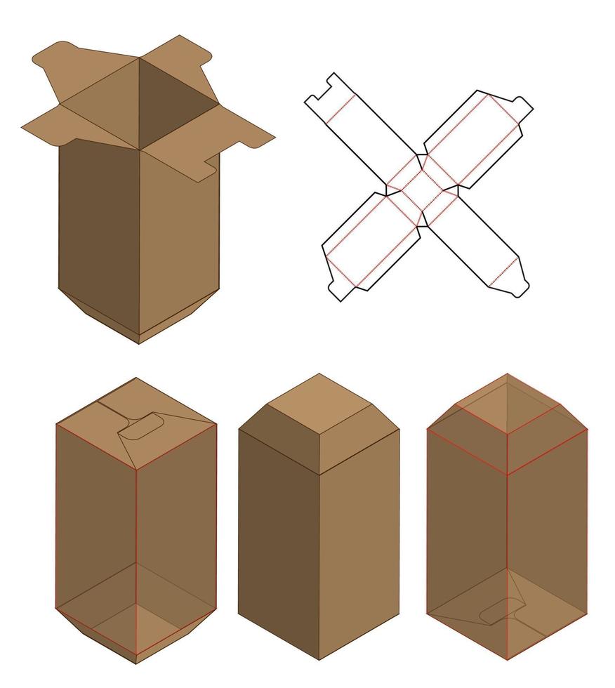 Box packaging die cut template design. 3d mock-up vector