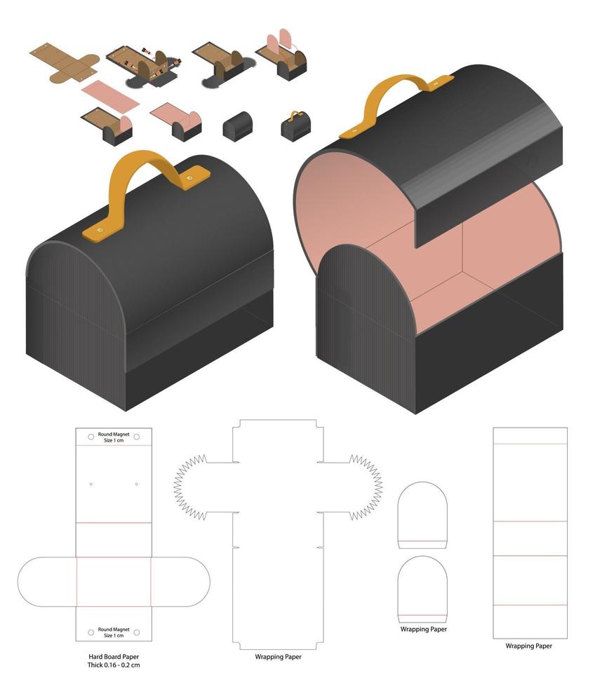 Box packaging die cut template design. 3d mock-up vector