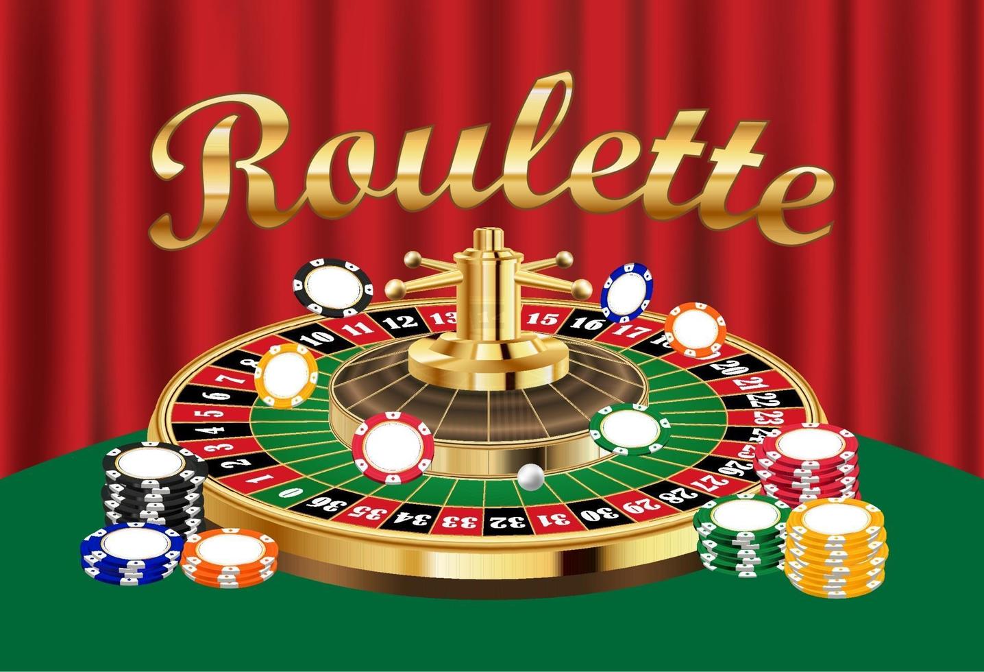 casino roulette with pile of casino ship vector