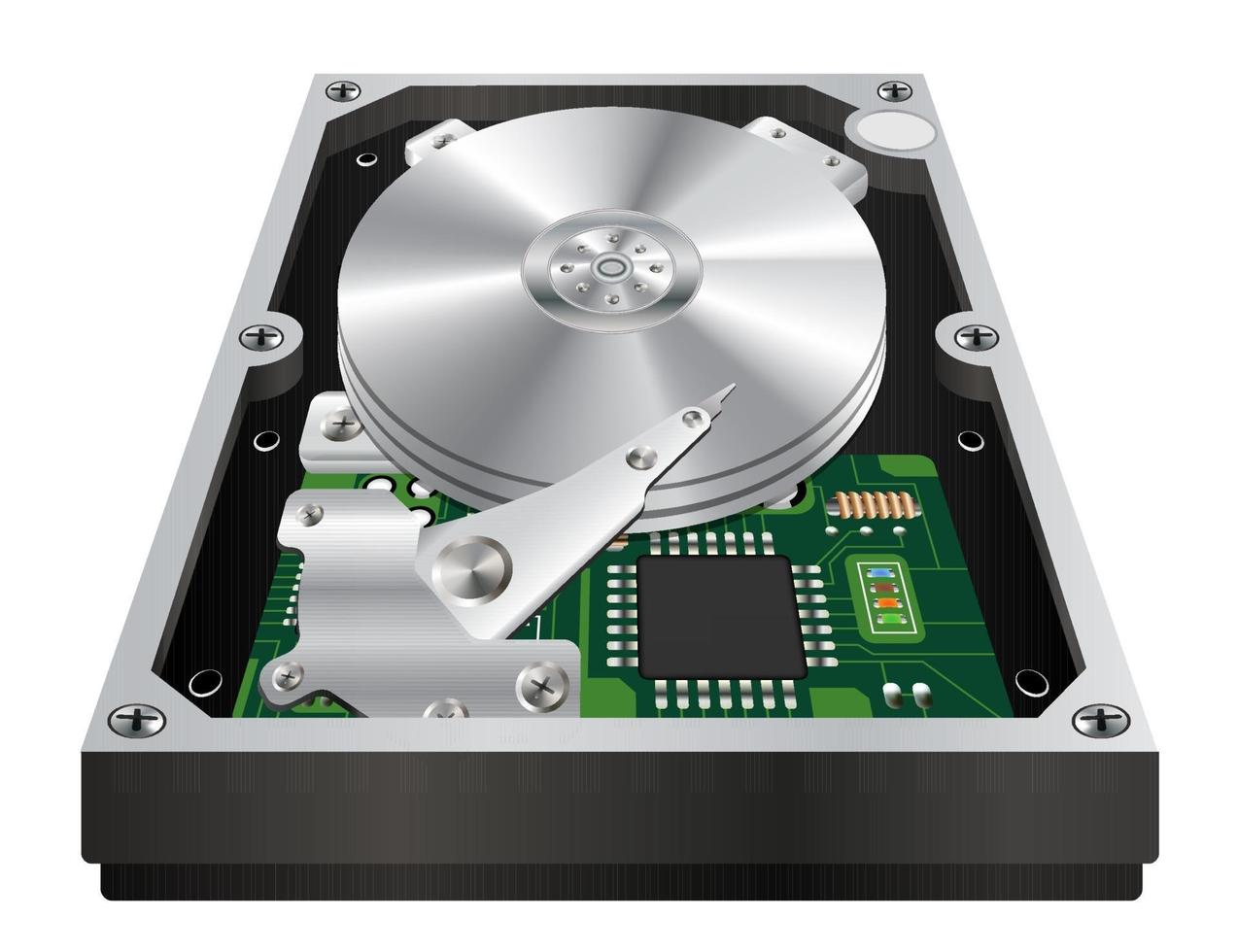 inside of an internal hard drive on a white background vector