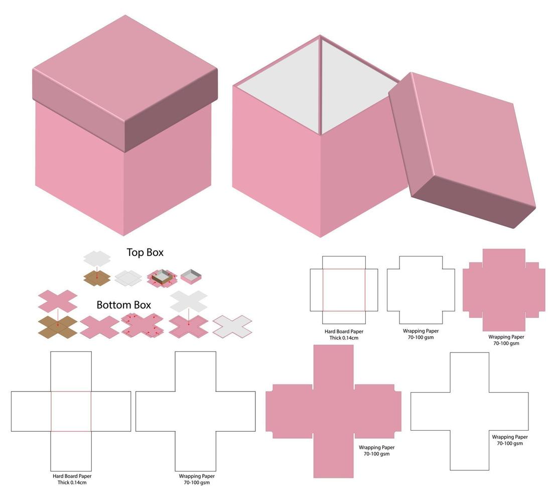 Box packaging die cut template design. 3d mock-up vector