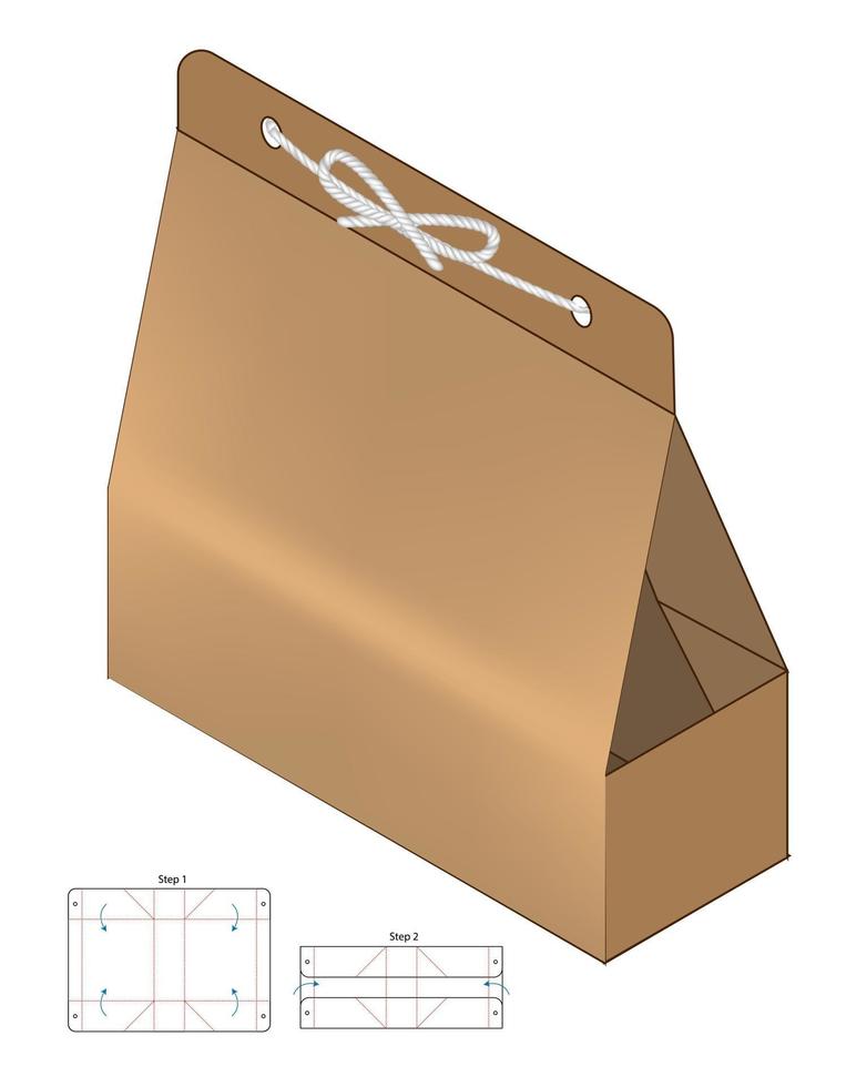 Box packaging die cut template design. 3d mock-up vector