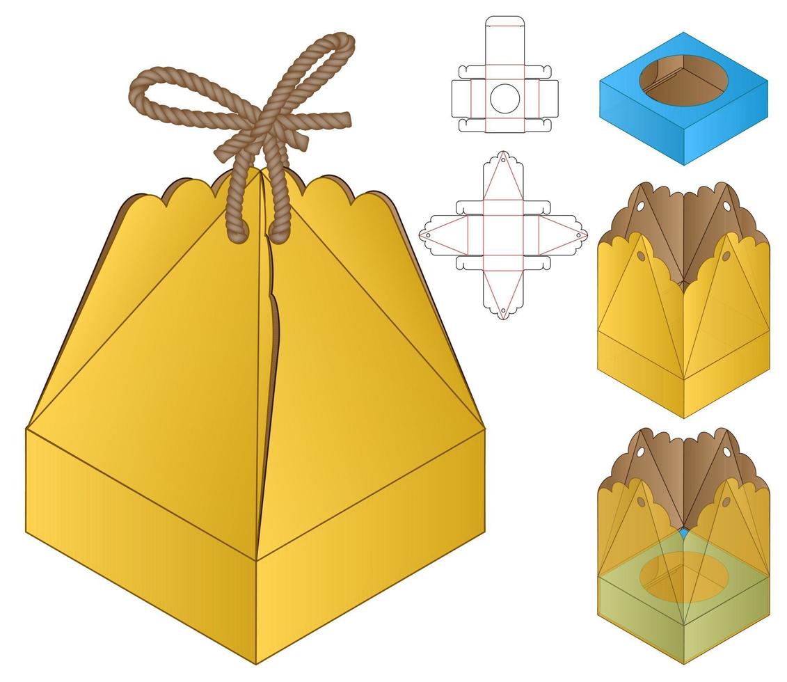 diseño de plantilla troquelada de embalaje de caja. Maqueta 3d vector