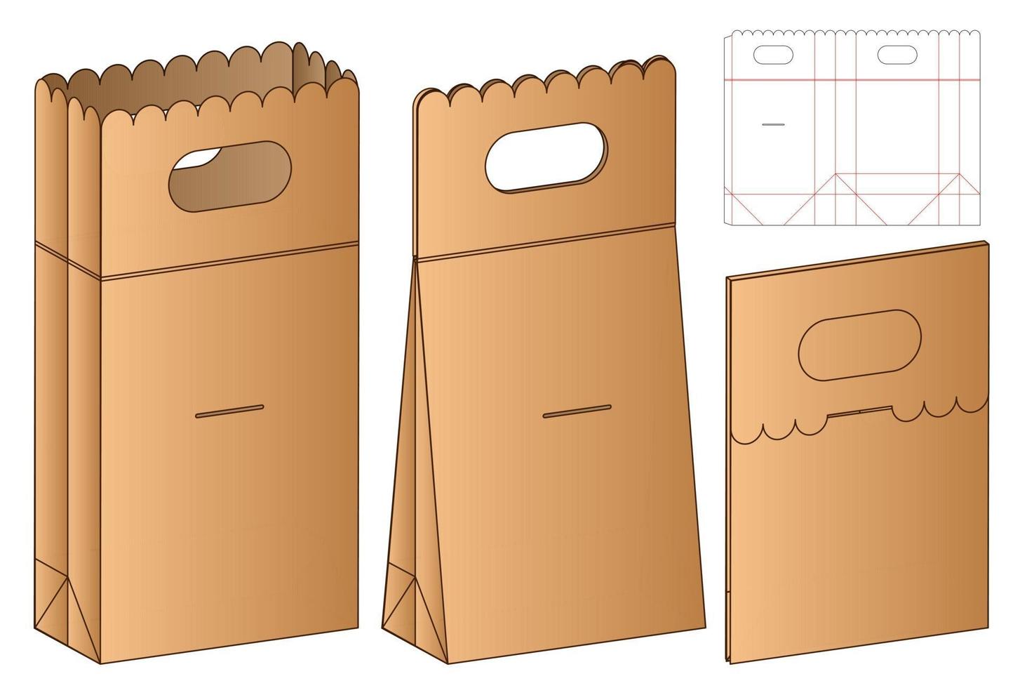 diseño de plantilla troquelada de embalaje de caja. Maqueta 3d vector