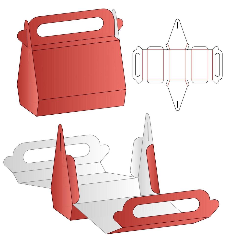 diseño de plantilla troquelada de embalaje de caja. Maqueta 3d vector