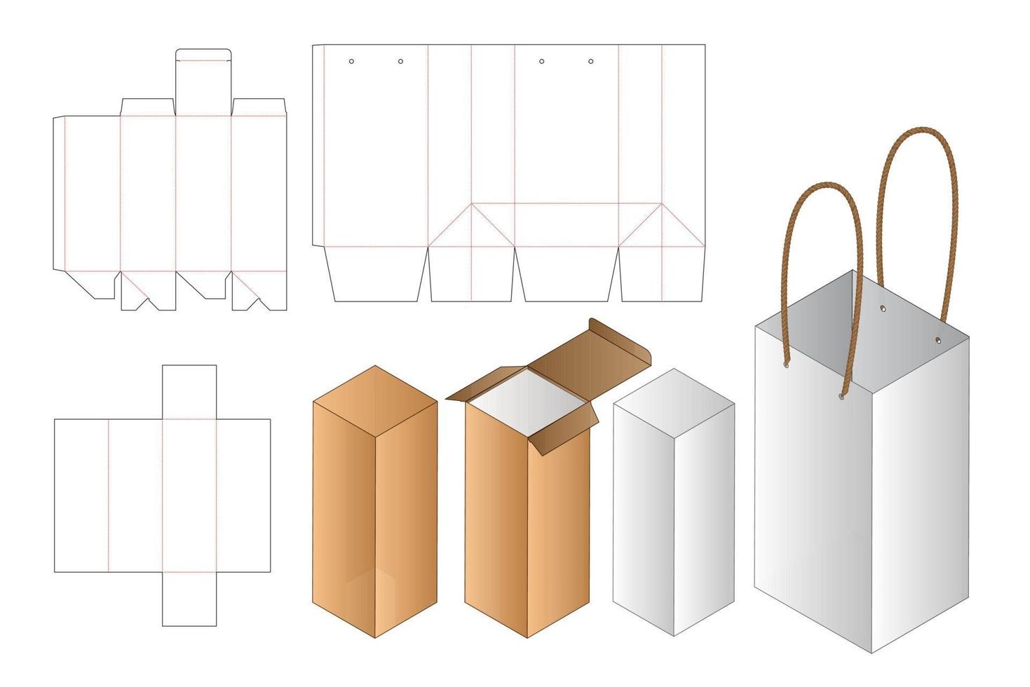 diseño de plantilla troquelada de embalaje de caja. Maqueta 3d vector