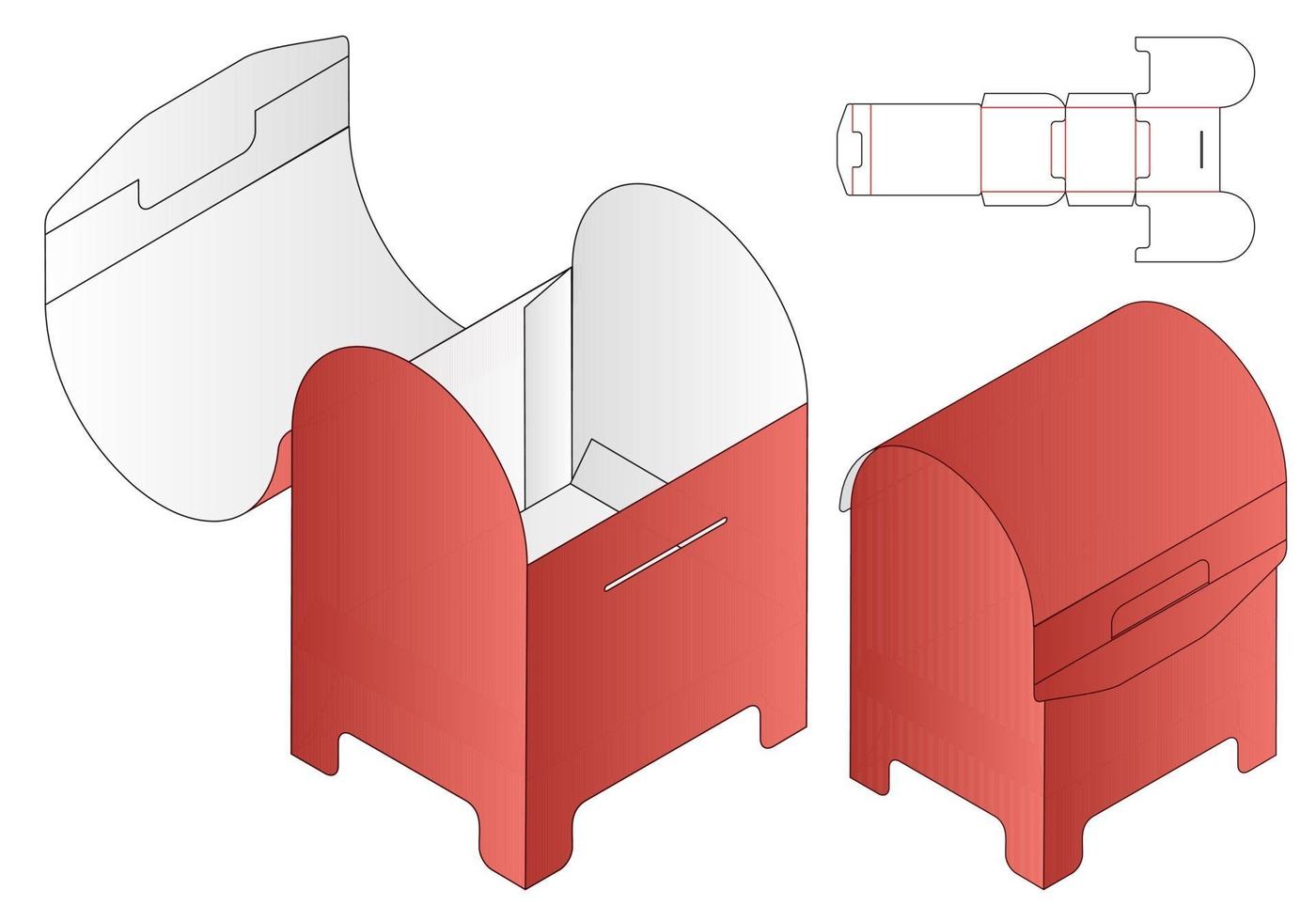 diseño de plantilla troquelada de embalaje de caja. Maqueta 3d vector