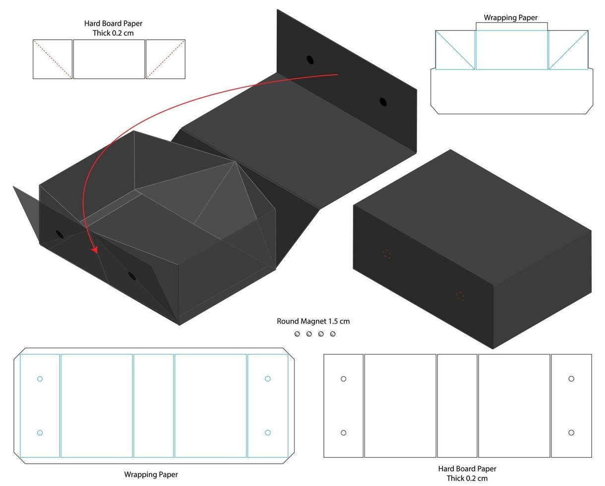 Box packaging die cut template design. 3d mock-up vector