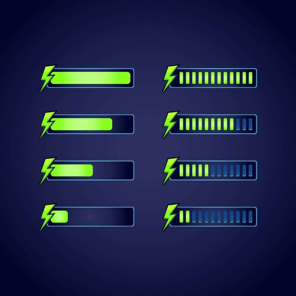 set of gui fantasy rpg energy stamina progress bar vector