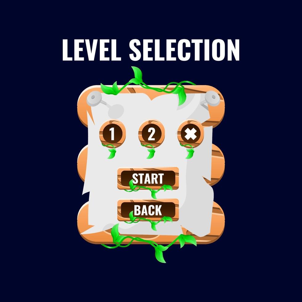 rounded wooden nature game ui level selection interface set vector