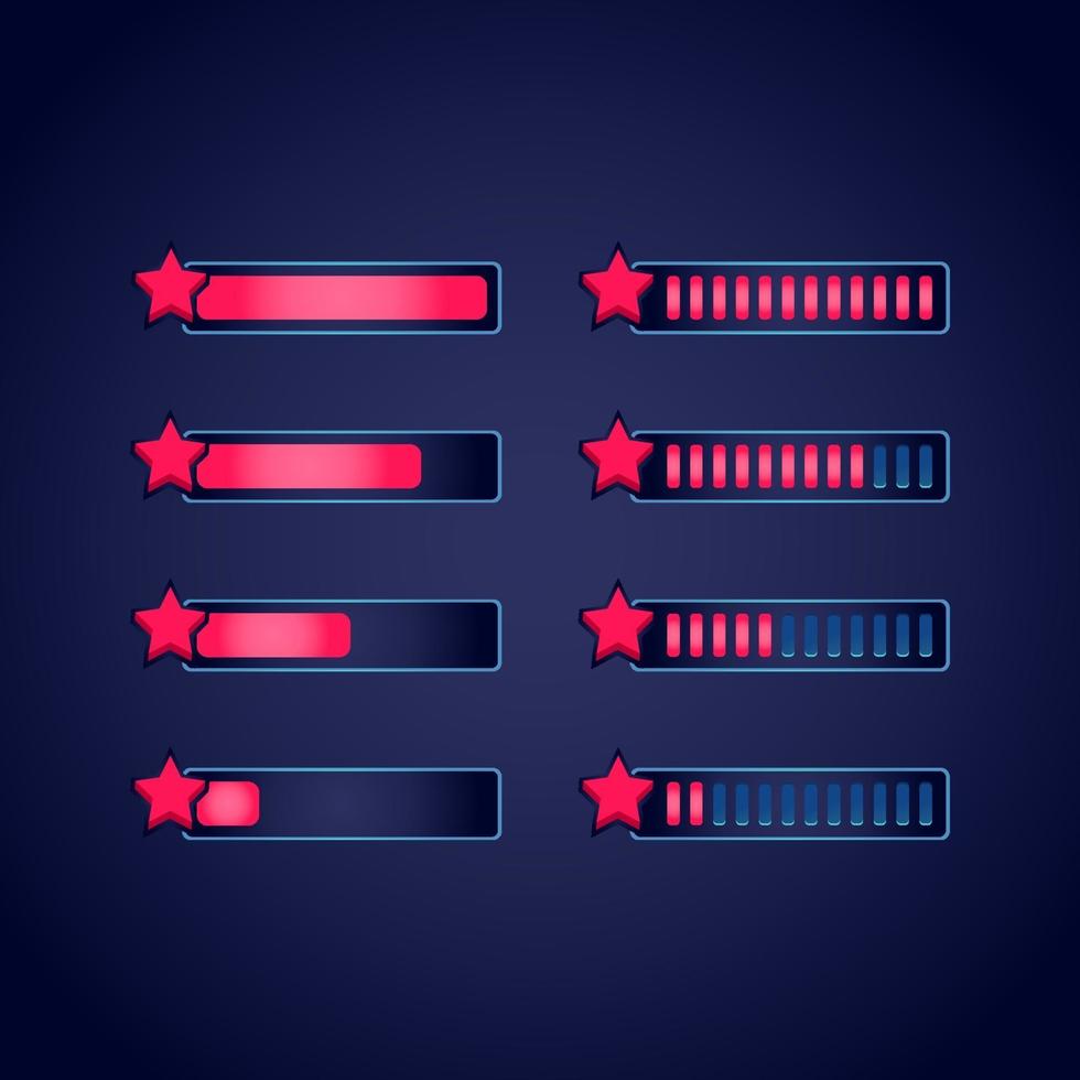 set of gui fantasy rpg star progress bar set vector