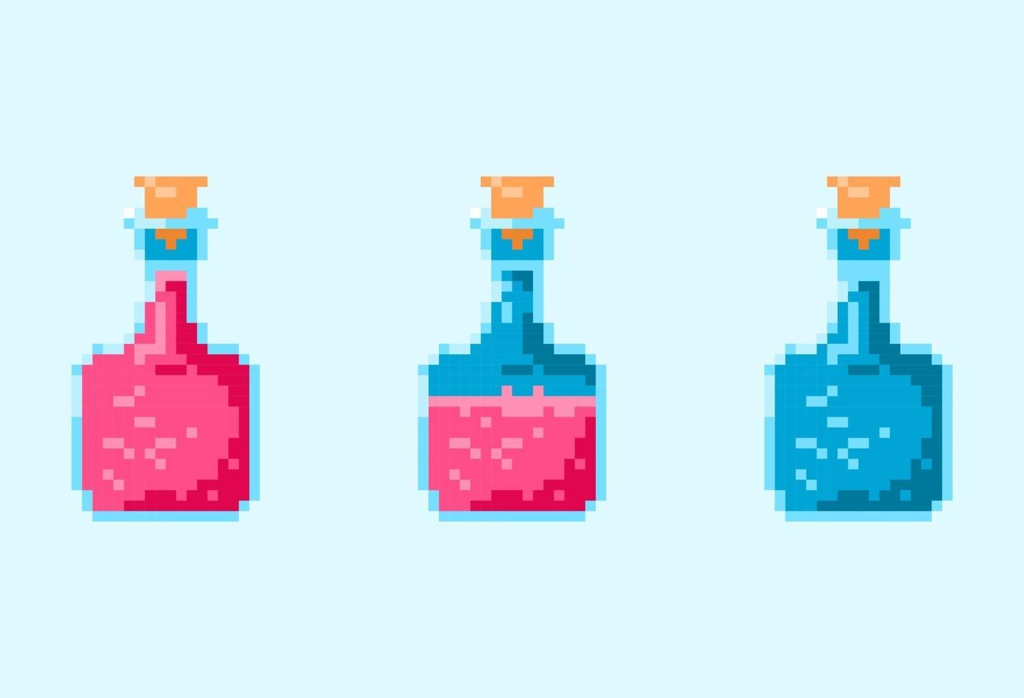 red life potion magic bottle icon with fill progress for gui asset elements set vector