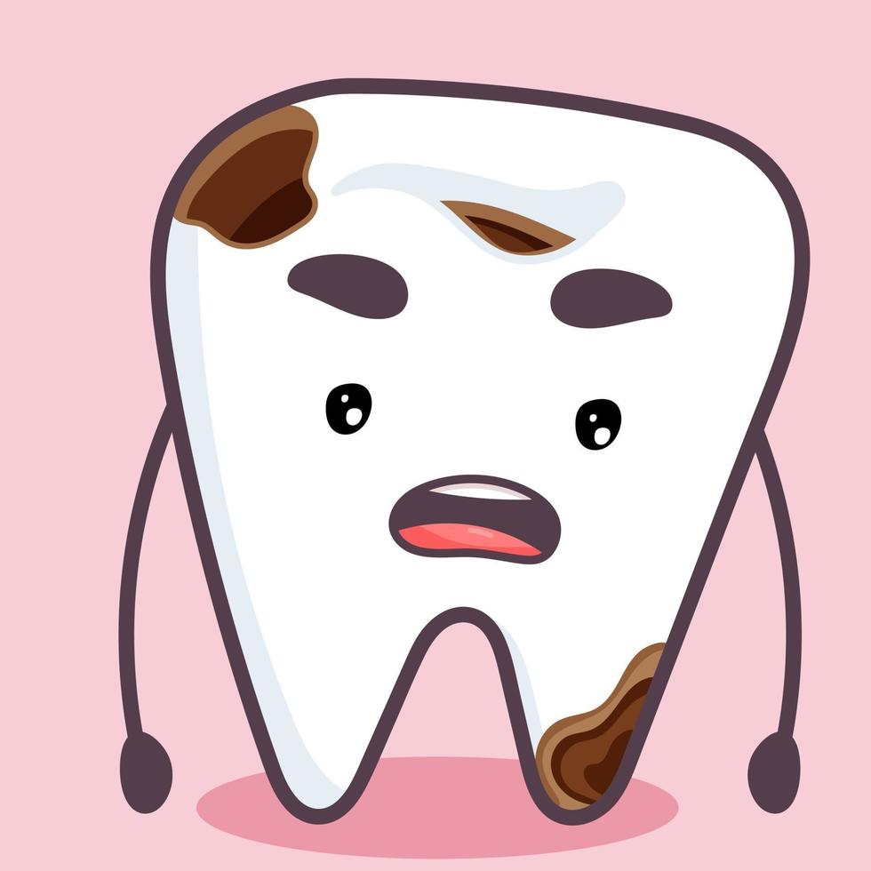 The tooth suffers from caries. Upset tooth vector