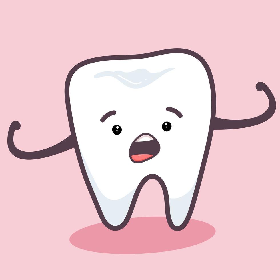 Strong tooth. The tooth shows its strength. Vector illustration in flat style
