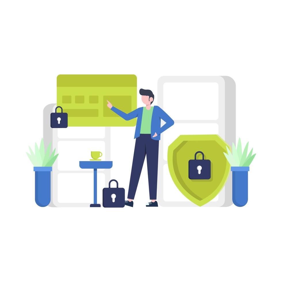 people enjoy important data and file security services on computers and websites vector illustration, suitable for landing page, ui, website, mobile app, editorial, poster, flyer, article, and banner