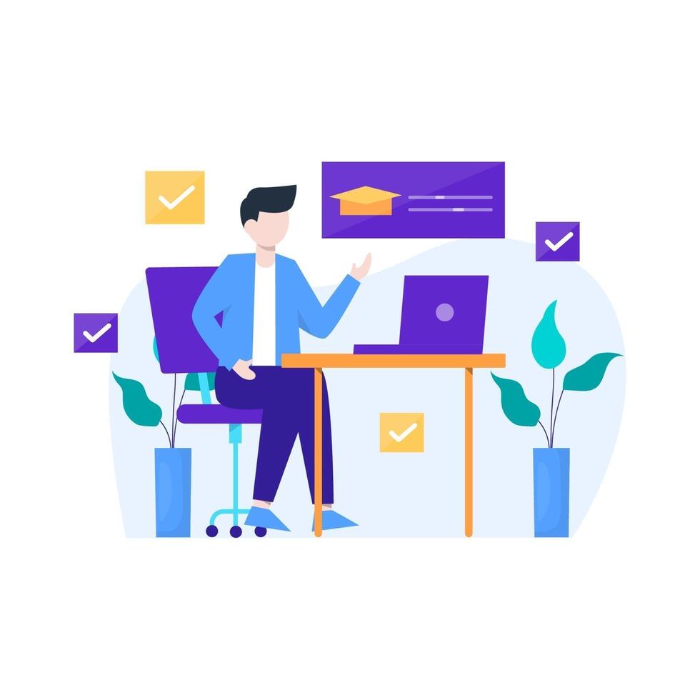 people enjoy online learning courses to add new skills vector illustration, suitable for landing page, ui, website, mobile app, editorial, poster, flyer, article, and banner