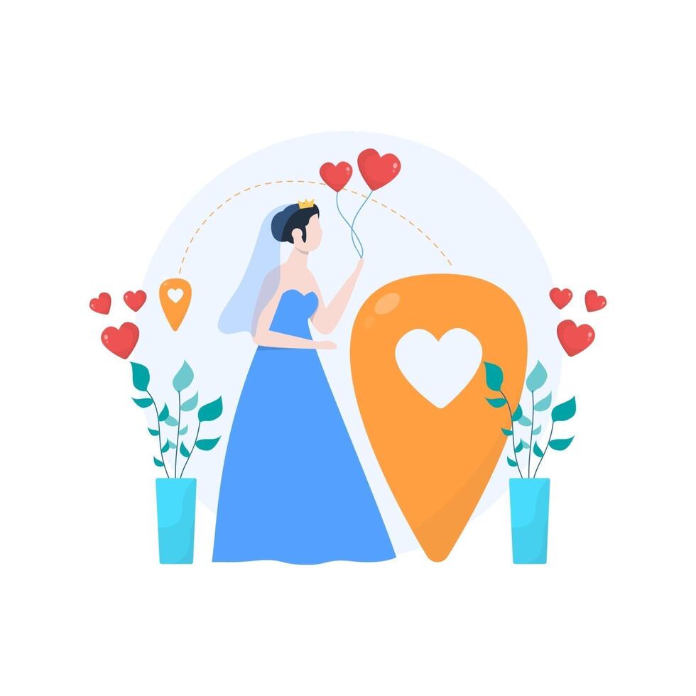 a couple is engaged and preparing to have a wedding vector illustration, suitable for landing page, ui, website, mobile app, editorial, poster, flyer, article, and banner