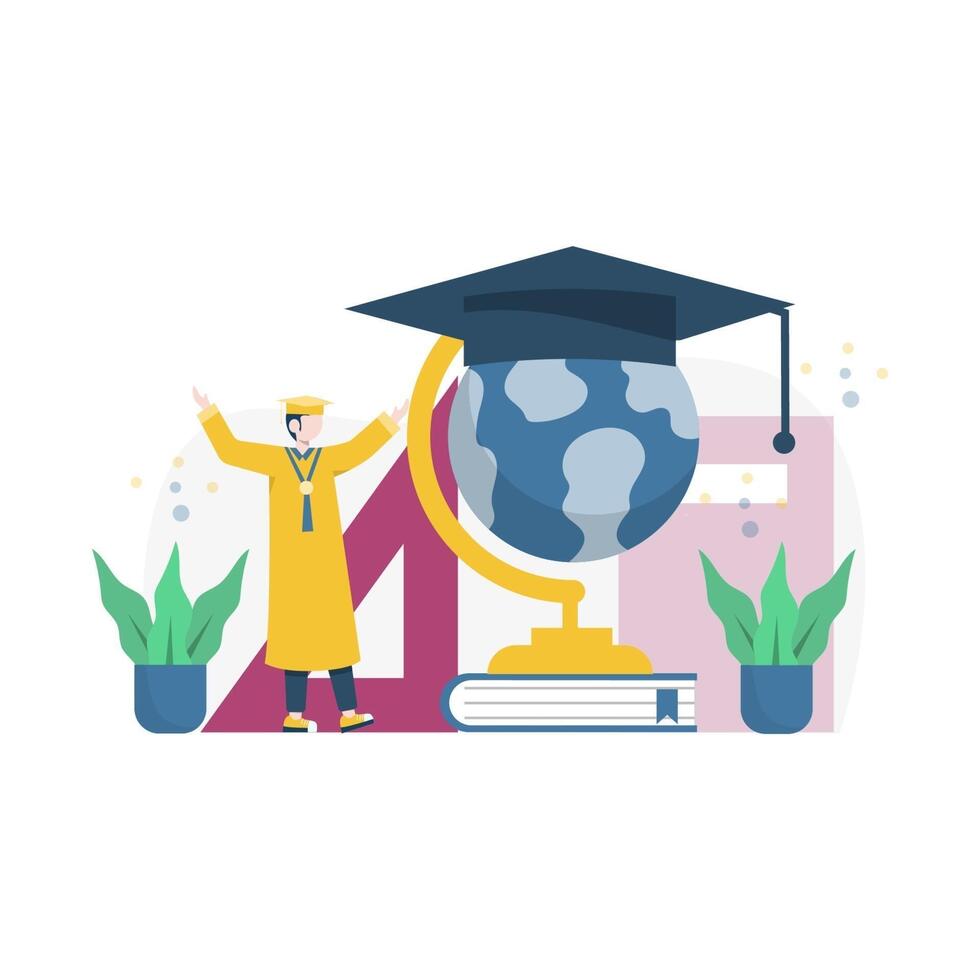 Vector illustration of graduation celebration, suitable for landing pages, UI, website, mobile applications, editorials, posters, leaflets, articles, and banners