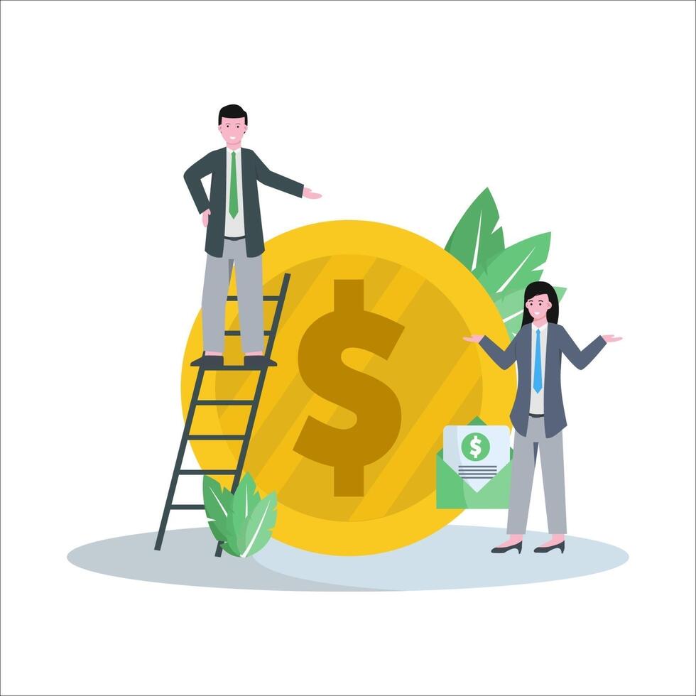 Flat vector illustration of affiliate marketing promotes products and gets a fantastic database and income