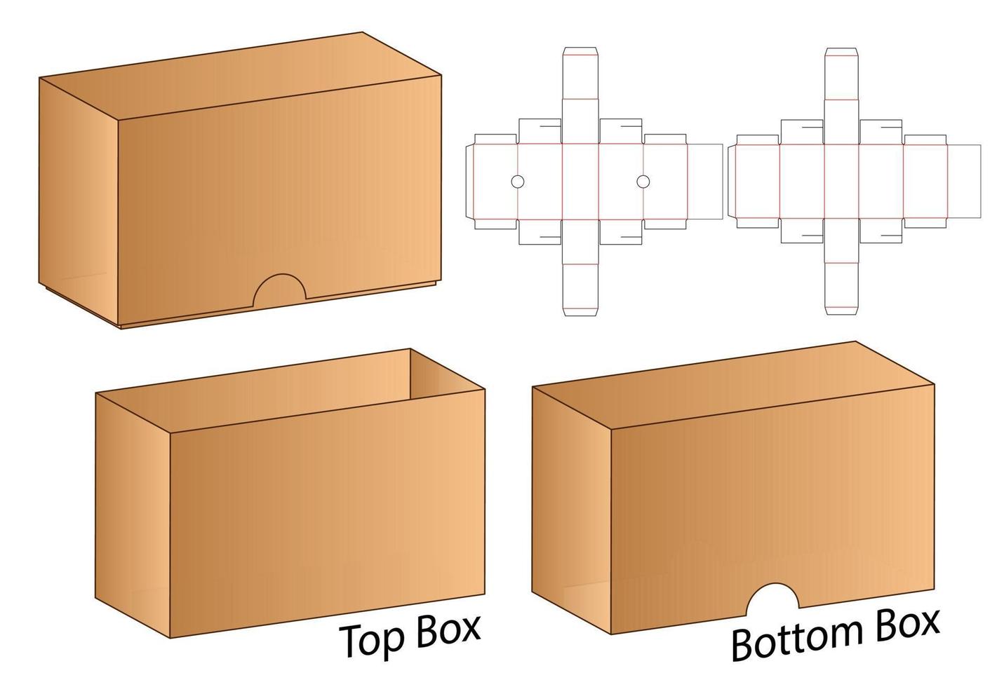 diseño de plantilla troquelada de embalaje de caja. Maqueta 3d vector