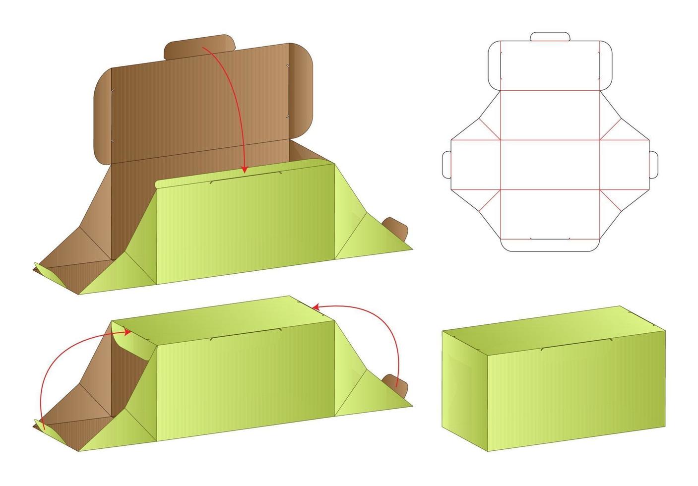 Box packaging die cut template design. 3d mock-up vector