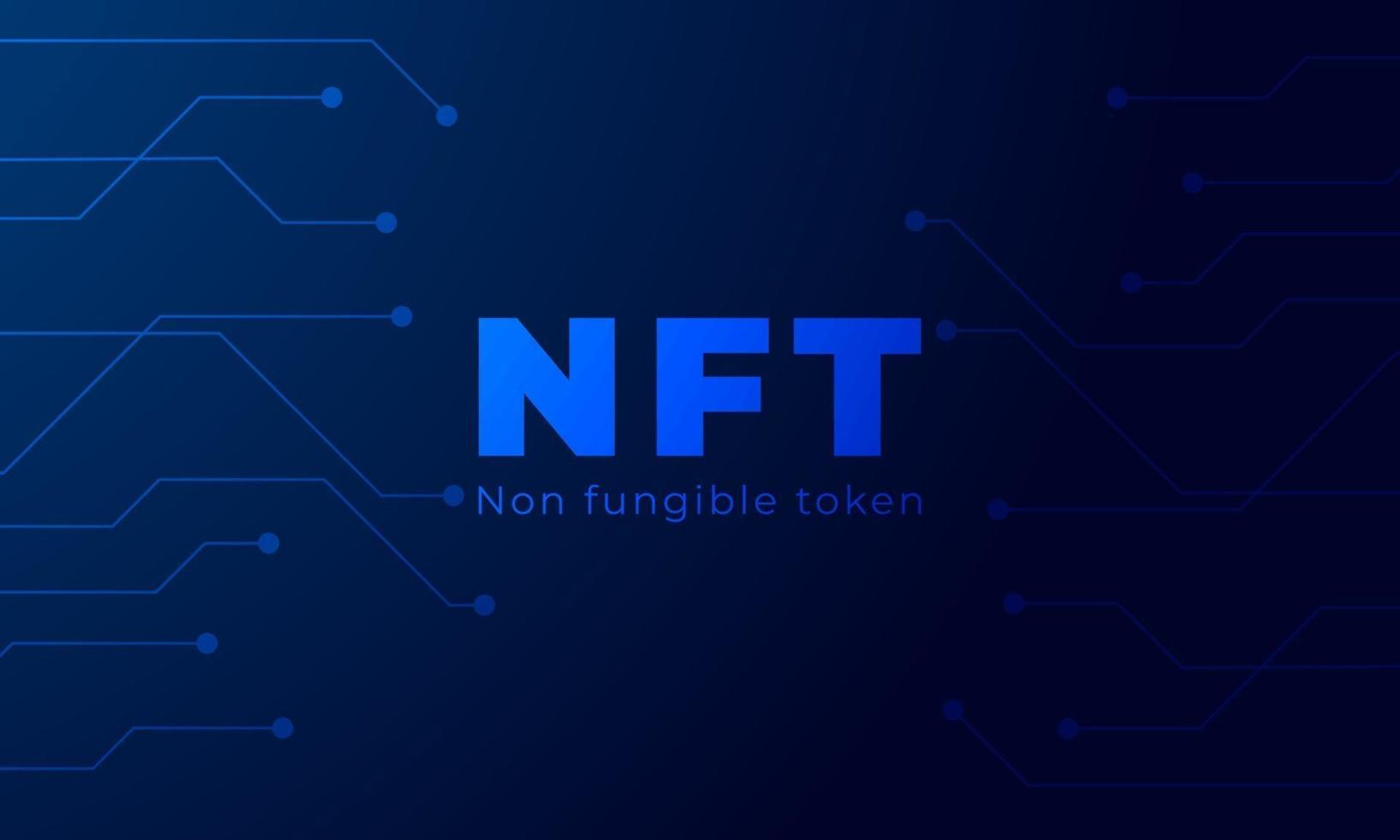 token no fungible nft, texto nft, logotipo nft, cartel de vector de token no fungible, nueva moneda digital, transacción de arte digital, fondo de ilustración