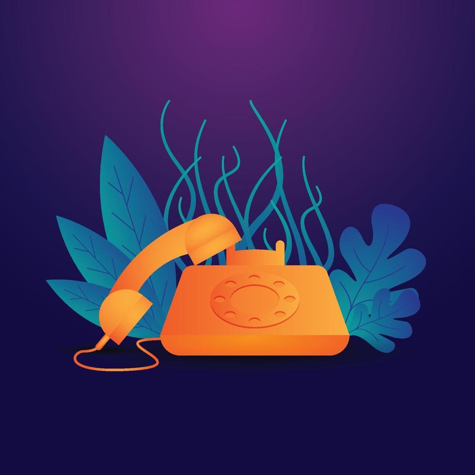 Retro classic vintage orange telephone vector