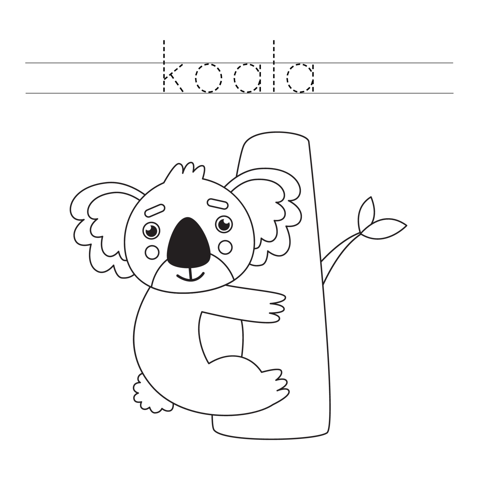 Opeenvolgend Struikelen Christian Tracing letters with cute koala. Writing practice for kids. 2303120 Vector  Art at Vecteezy