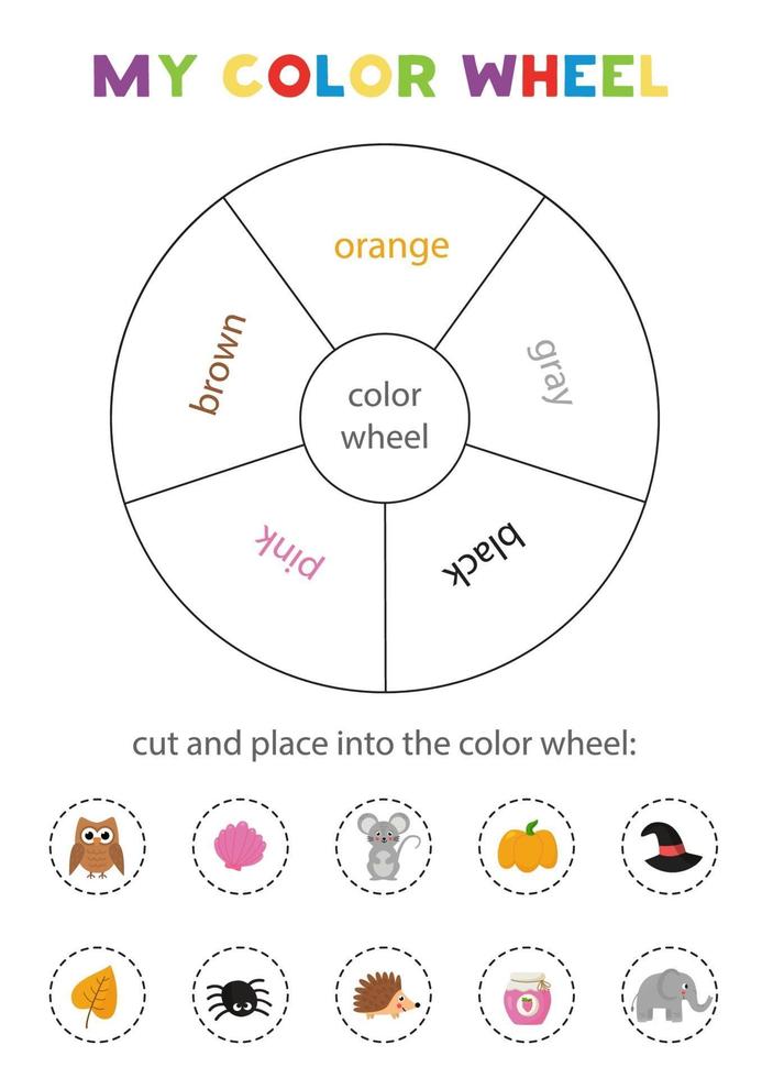 mi rueda de colores. juego educativo para aprender los colores primarios. vector