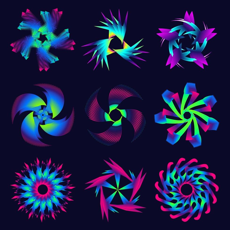 beautiful colorful bundle of geometric star circles vector