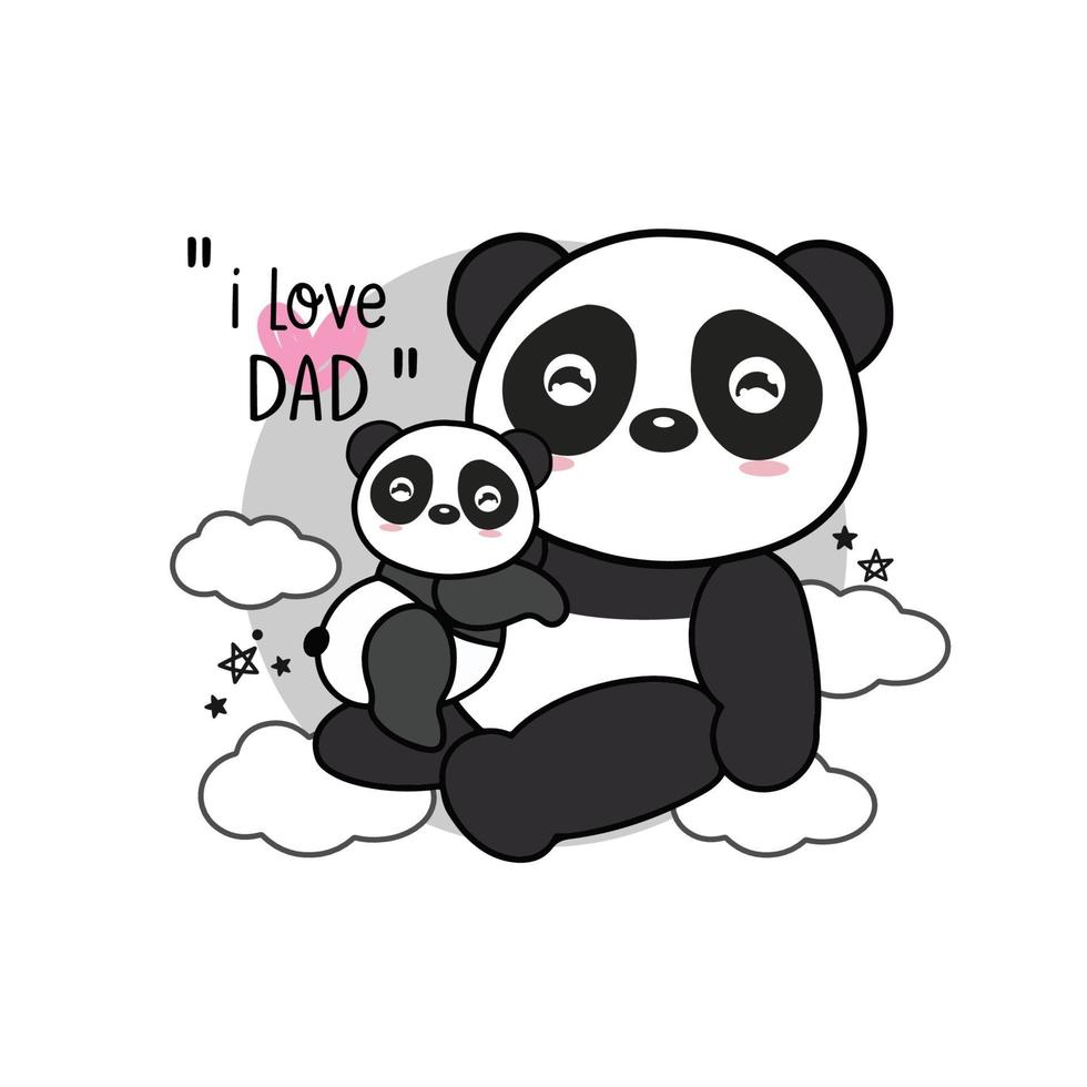 tarjeta del día del padre con panda. vector