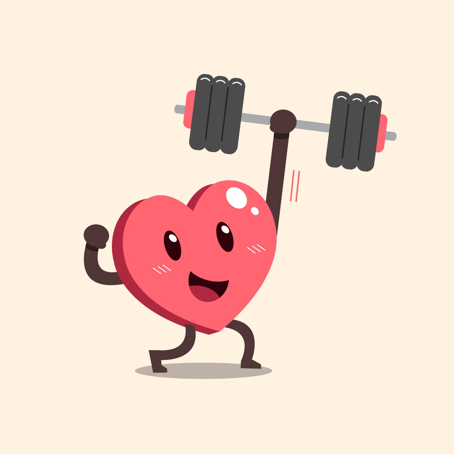 Cartoon heart character doing weight training 2303252 Vector Art at Vecteezy