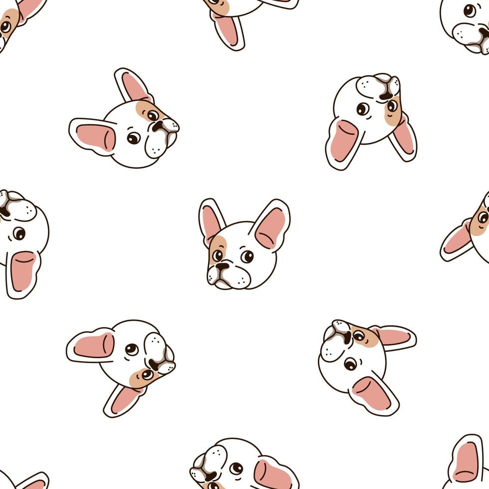 Vector cartoon character cute french bulldog seamless pattern background